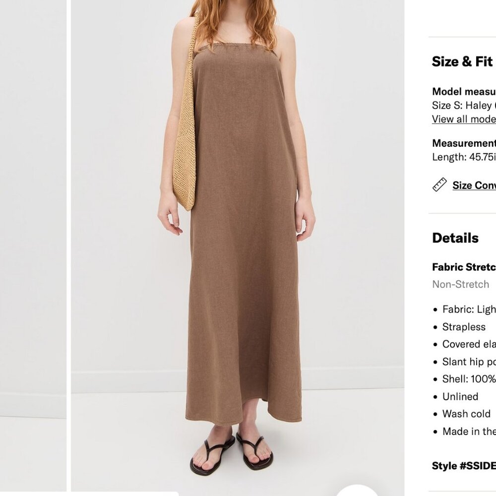 Stateside Linen Column Maxi Dress Linen Column Maxi Dress, Taupe, Small